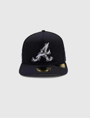 New Era Fence Braves Hat Navy with raised embroidered Atlanta Braves logo and fence graphics