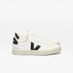White and black sneakers made with ChromeFree leather.